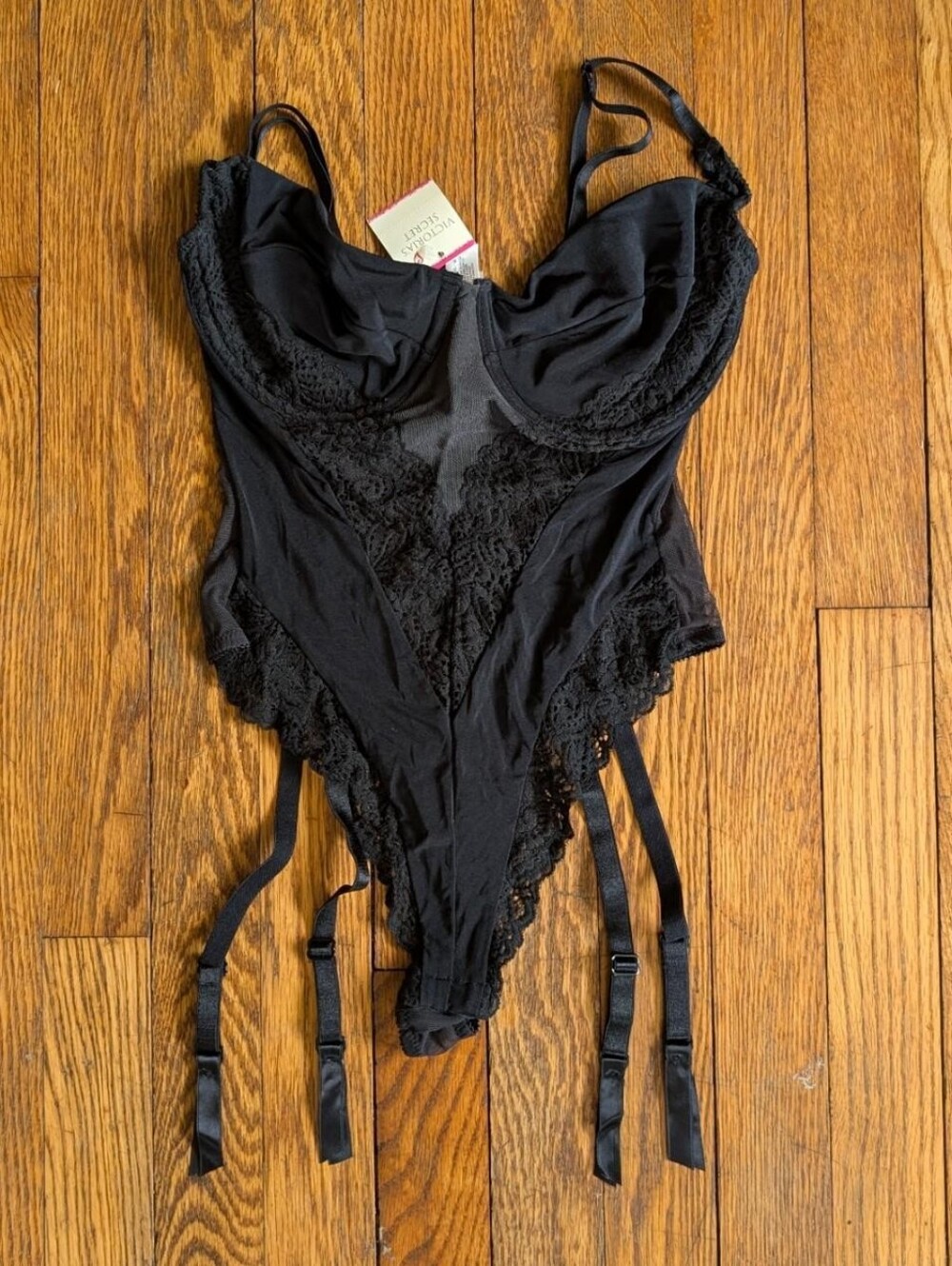 Vintage 90's Deadstock NWT Victoria's Secret Black Teddy Bodysuit Lingerie